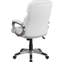 Flash Furniture Carolyn LeatherSoft Swivel Mid-Back Executive Office Chair, White (GO2236MWH)