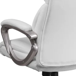 Flash Furniture Carolyn LeatherSoft Swivel Mid-Back Executive Office Chair, White (GO2236MWH)