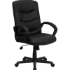 Flash Furniture Chelsea LeatherSoft Swivel Mid-Back Executive Office Chair, Black (GO9771BKLEA)