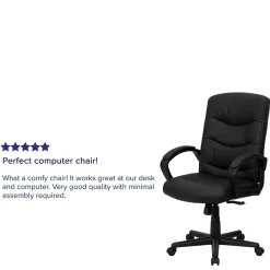 Flash Furniture Chelsea LeatherSoft Swivel Mid-Back Executive Office Chair, Black (GO9771BKLEA)