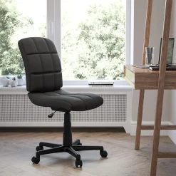 Flash Furniture Clayton Armless Vinyl Swivel Mid-Back Quilted Task Office Chair, Black (GO16911BK)