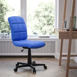 Flash Furniture Clayton Armless Vinyl Swivel Mid-Back Quilted Task Office Chair, Blue (GO16911BLUE)