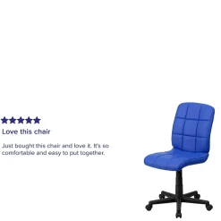 Flash Furniture Clayton Armless Vinyl Swivel Mid-Back Quilted Task Office Chair, Blue (GO16911BLUE)