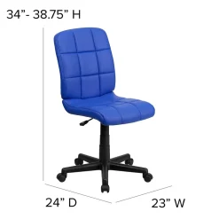 Flash Furniture Clayton Armless Vinyl Swivel Mid-Back Quilted Task Office Chair, Blue (GO16911BLUE)