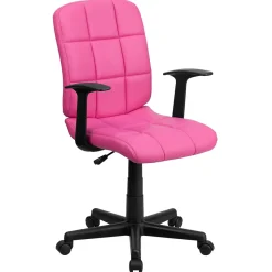 Flash Furniture Clayton Vinyl Swivel Mid-Back Quilted Task Office Chair, Pink (GO16911PINKA)