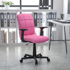 Flash Furniture Clayton Vinyl Swivel Mid-Back Quilted Task Office Chair, Pink (GO16911PINKA)