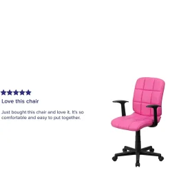 Flash Furniture Clayton Vinyl Swivel Mid-Back Quilted Task Office Chair, Pink (GO16911PINKA)