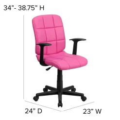 Flash Furniture Clayton Vinyl Swivel Mid-Back Quilted Task Office Chair, Pink (GO16911PINKA)