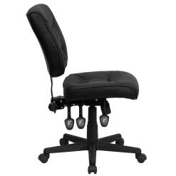 Flash Furniture Cole Armless Ergonomic LeatherSoft Swivel Mid-Back Task Office Chair, Black (GO1574BK)