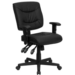 Flash Furniture Cole Ergonomic LeatherSoft Swivel Mid-Back Task Office Chair, Black (GO1574BKA)
