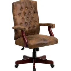 Flash Furniture Derrick Microfiber Swivel Executive Office Chair, Bomber Brown (802BRN)
