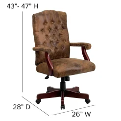Flash Furniture Derrick Microfiber Swivel Executive Office Chair, Bomber Brown (802BRN)
