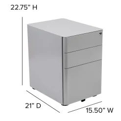Flash Furniture 3-Drawer Cabinet, Legal & Letter Files, Gray, 21
