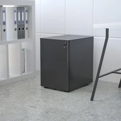 Flash Furniture 3-Drawer Cabinet, Legal & Letter Files, Black, 21" (HZCHPL01BK)