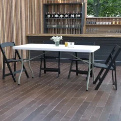 Flash Furniture Elon 5' x 30" Plastic Folding Table, Granite White (DADYCZ152)