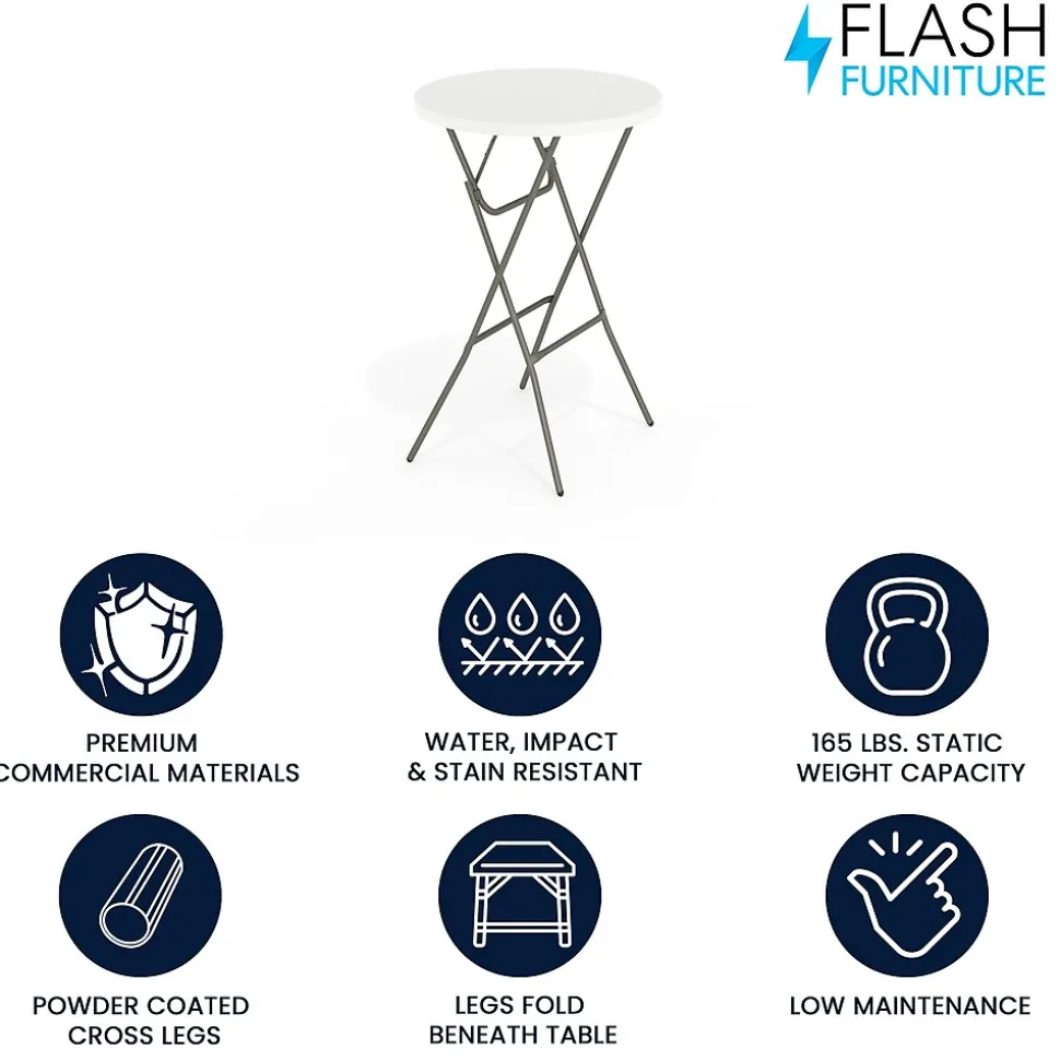 Flash Furniture Elon Folding Table, 31.25" x 31.25", Granite White (DADYCZ80R2BAR)