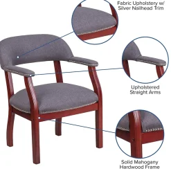 Flash Furniture Fabric Luxurious Conference Chair with Silver Trim Nails, Gray (BZ105GY)