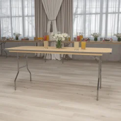 Flash Furniture Fielder Folding Table, 72" x 30", Birchwood (XA3072BIRCHM)