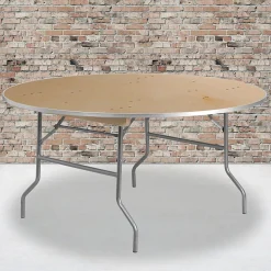 Flash Furniture Fielder Folding Table, 60" x 60", Birchwood (XA60BIRCHM)