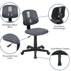 Flash Furniture Flash Fundamentals Armless Ergonomic Mesh Swivel Mid-Back Task Office Chair, Gray (LF134GY)
