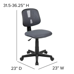 Flash Furniture Flash Fundamentals Armless Ergonomic Mesh Swivel Mid-Back Task Office Chair, Gray (LF134GY)