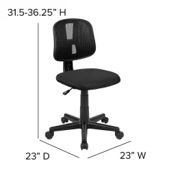 Flash Furniture Flash Fundamentals Armless Ergonomic Mesh Swivel Mid-Back Task Office Chair, Black (LF134BK)
