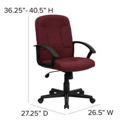 Flash Furniture Garver Fabric Swivel Mid-Back Executive Office Chair, Burgundy (GOST6BYFAB)