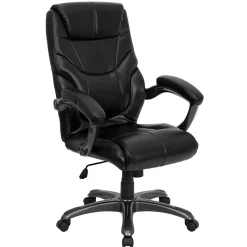 Flash Furniture Greer Ergonomic LeatherSoft Swivel High Back Executive Office Chair, Black (GO724HBKLEA)