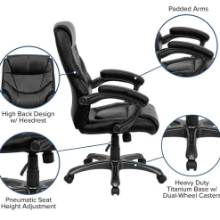 Flash Furniture Greer Ergonomic LeatherSoft Swivel High Back Executive Office Chair, Black (GO724HBKLEA)