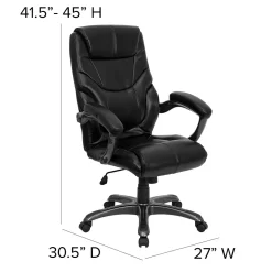 Flash Furniture Greer Ergonomic LeatherSoft Swivel High Back Executive Office Chair, Black (GO724HBKLEA)