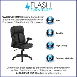 Flash Furniture Hansel Ergonomic LeatherSoft Swivel High Back Executive Office Chair, Black (BT90275H)