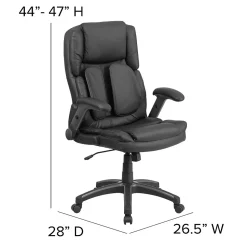 Flash Furniture Hansel Ergonomic LeatherSoft Swivel High Back Executive Office Chair, Black (BT90275H)
