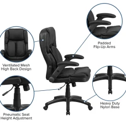Flash Furniture Hansel Ergonomic LeatherSoft Swivel High Back Executive Office Chair, Black (BT90275H)