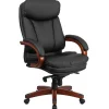 Flash Furniture Hansel Ergonomic LeatherSoft Swivel High Back Executive Office Chair, Black/Mahogany (BT90171HS)