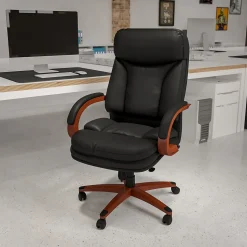 Flash Furniture Hansel Ergonomic LeatherSoft Swivel High Back Executive Office Chair, Black/Mahogany (BT90171HS)