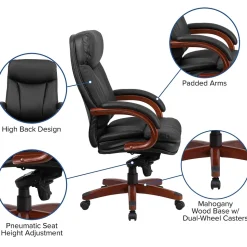 Flash Furniture Hansel Ergonomic LeatherSoft Swivel High Back Executive Office Chair, Black/Mahogany (BT90171HS)