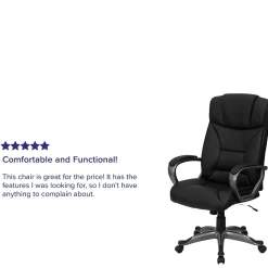 Flash Furniture Hansel Ergonomic LeatherSoft Swivel High Back Executive Office Chair, Black (BT9177BK)