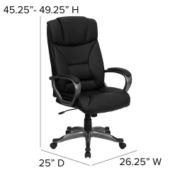 Flash Furniture Hansel Ergonomic LeatherSoft Swivel High Back Executive Office Chair, Black (BT9177BK)