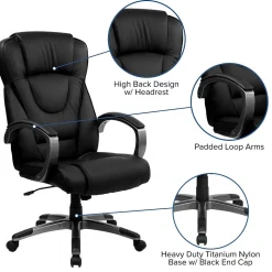 Flash Furniture Hansel Ergonomic LeatherSoft Swivel High Back Executive Office Chair, Black (BT9069BK)