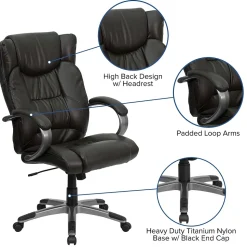 Flash Furniture Hansel Ergonomic LeatherSoft Swivel High Back Executive Office Chair, Espresso Brown (BT9088BRN)