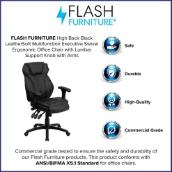 Flash Furniture Hansel Ergonomic LeatherSoft Swivel High Back Executive Office Chair, Black (BT9835H)