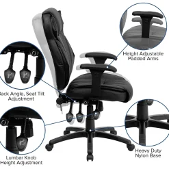 Flash Furniture Hansel Ergonomic LeatherSoft Swivel High Back Executive Office Chair, Black (BT9835H)
