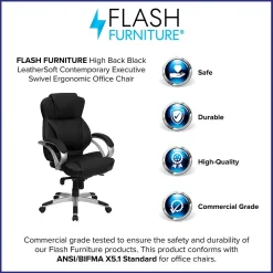 Flash Furniture Hawkins Ergonomic LeatherSoft Swivel High Back Executive Office Chair, Black (H9626L2)