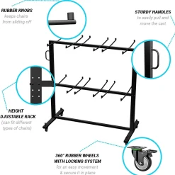 Flash Furniture Hawkins Folding Table and Chairs Mobile Cart, 660 lb. Capacity, Black (QINSHD245425)