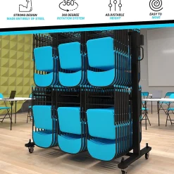 Flash Furniture Hawkins Folding Table and Chairs Mobile Cart, 660 lb. Capacity, Black (QINSHD245425)