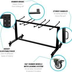 Flash Furniture Hawkins Folding Table and Chairs Mobile Cart, 330 lb. Capacity, Black (QINFRCW45425)