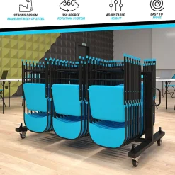 Flash Furniture Hawkins Folding Table and Chairs Mobile Cart, 330 lb. Capacity, Black (QINFRCW45425)