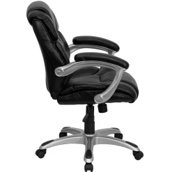 Flash Furniture Heather Ergonomic LeatherSoft Swivel Mid-Back Executive Office Chair, Black (GO931HMIDBK)