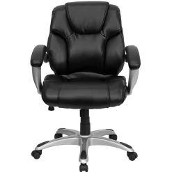 Flash Furniture Heather Ergonomic LeatherSoft Swivel Mid-Back Executive Office Chair, Black (GO931HMIDBK)