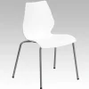 Flash Furniture HERCULES Series Plastic Stack Chair with Lumbar Support, White (RUT288WH)